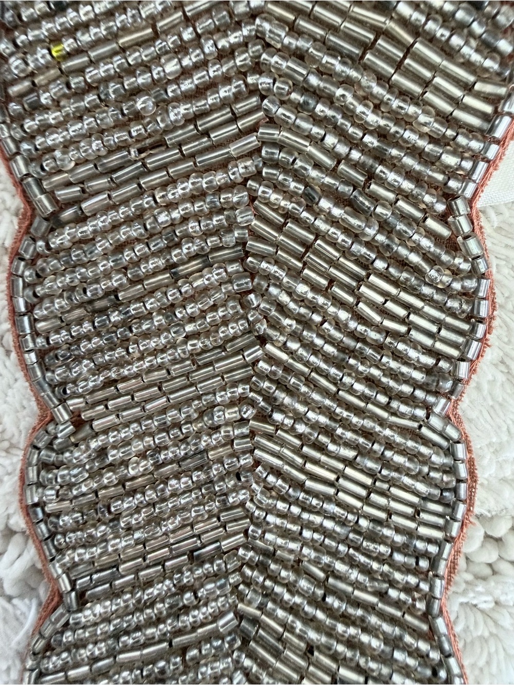 Anthropologie Scalloped Brown Leather Beaded Waist Belt with Brass Ring size M - Picture 3 of 8